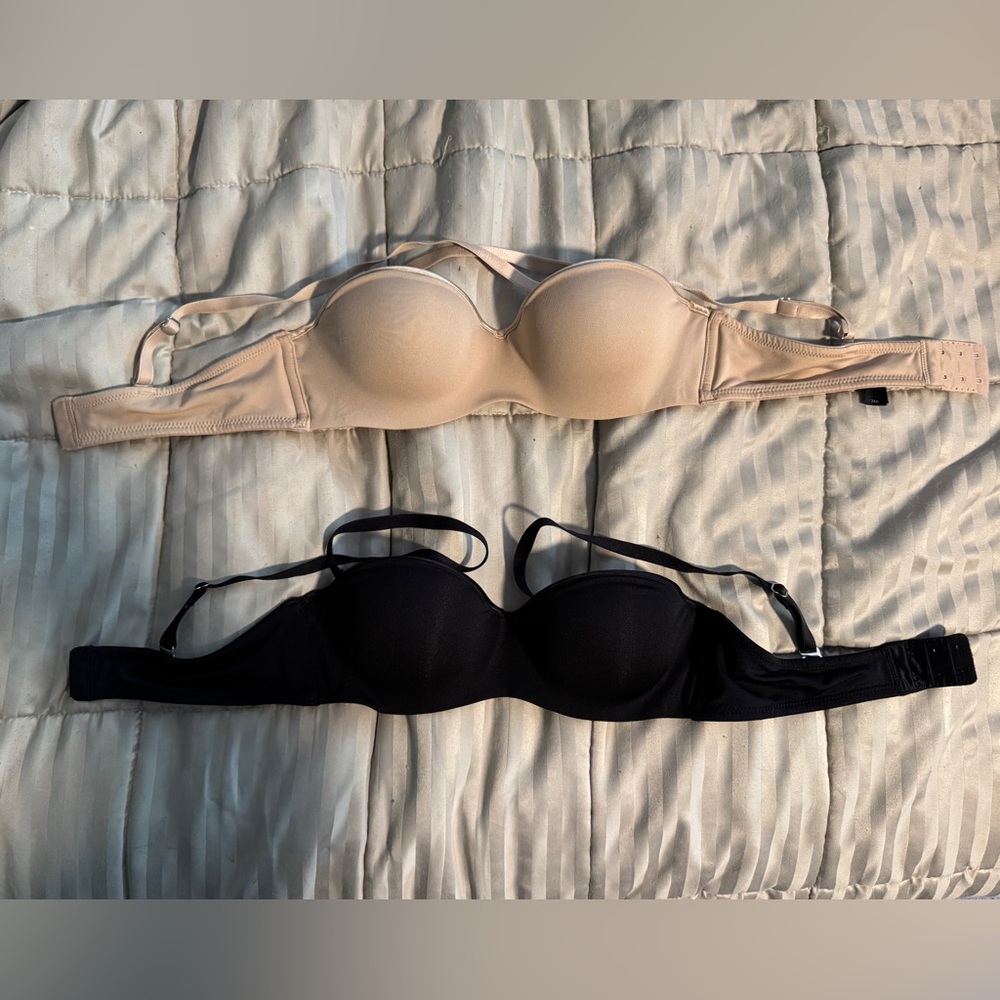 Natori Black and Tan Strapless Underwire Bras - Set of 2